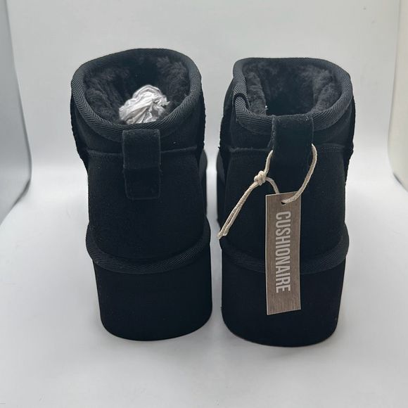 CUSHIONAIRE Women's Genuine Suede pull on platform boot +Memory Foam 7.5 BLACK - Picture 4 of 7